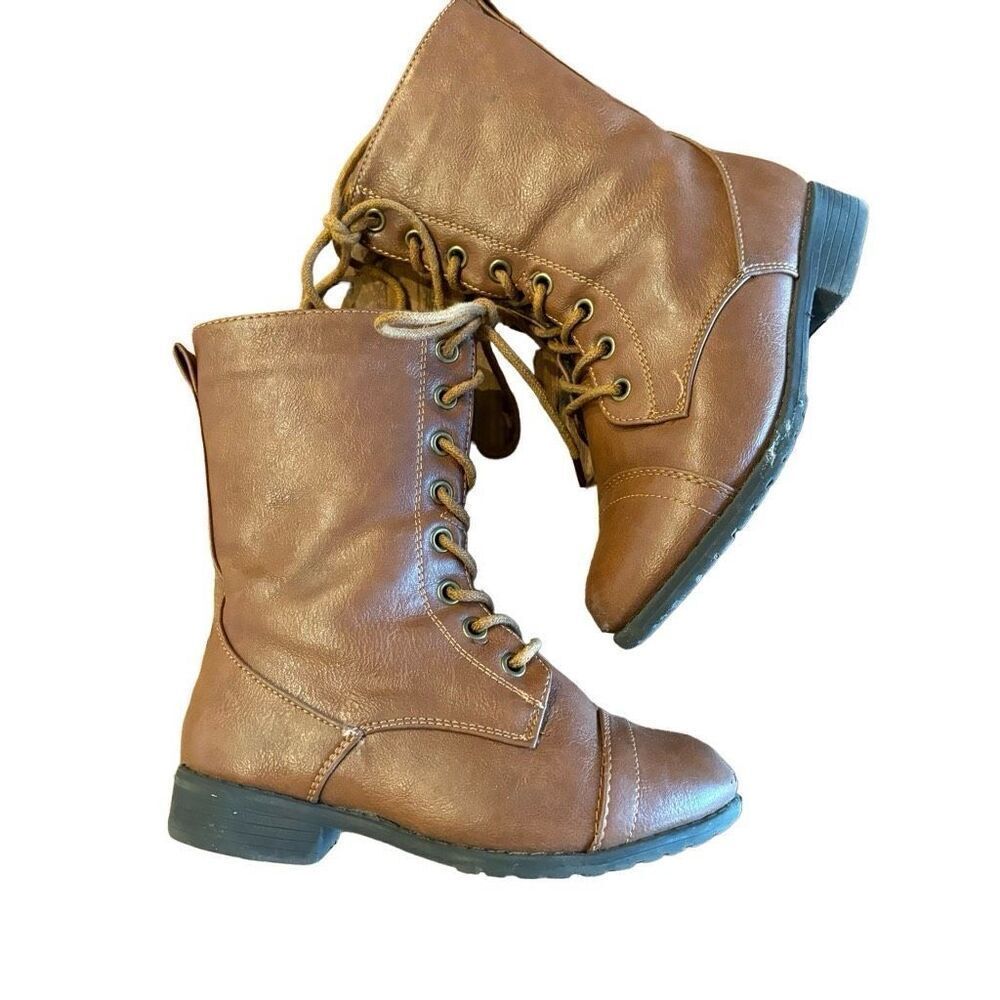 Link Brown Lace Up Ankle Bootie Side Zip Size 10